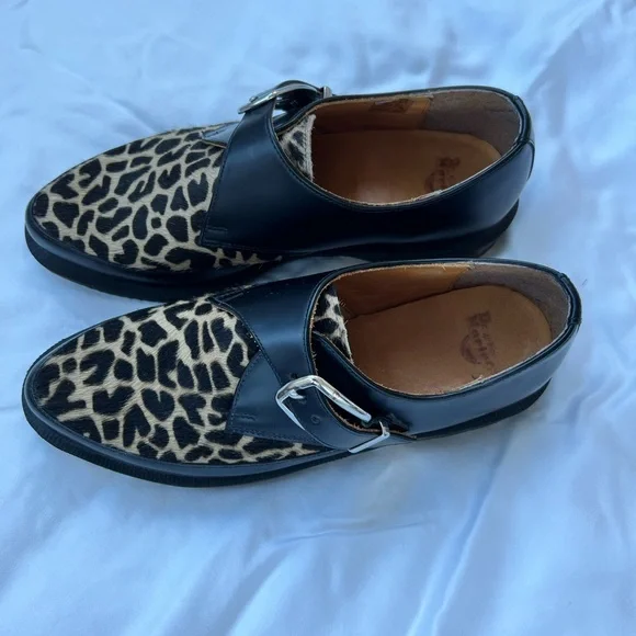 Dr. Martens Black and Leopard Print Oxfords - Picture 2 of 2